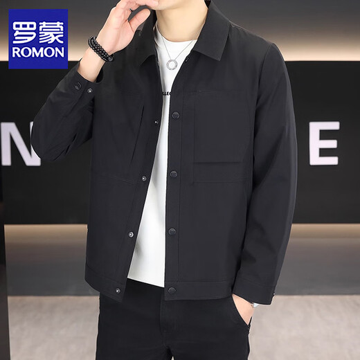 Romon Lapel Men's Jacket Spring and Autumn Coat 2025 New Autumn Clothes Versatile Casual High-end Jacket Men's Top 178 Army Green XL (180) Recommended 140-155 Jin Jin equals 0.5 kg