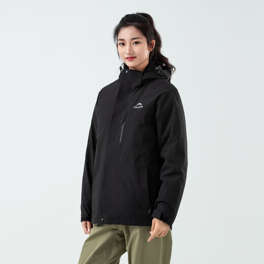 Flying in the Snow 2025 New Three-in-One Goose Down Jacket for Men and Women Couples Outdoor Mountain Waterproof and Windproof Warm Jacket Black|8056 XL/180/96A