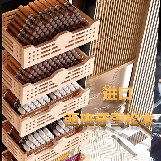 Bailedin cigar cabinet with temperature and humidity control, lockable, multi-functional eggplant cultivation, imported cedar wood, embedded constant temperature and humidity, variable frequency compressor technology, WIFI remote control thermostatic cabinet BXW-220 black - 220L