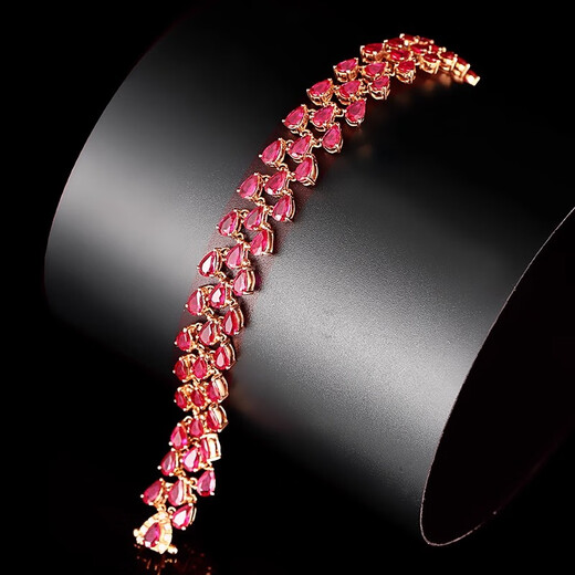 Tingliang pigeon blood red ruby bracelet 18K rose gold inlaid with diamond 12.9ct ruby bracelet high jewelry ready stock