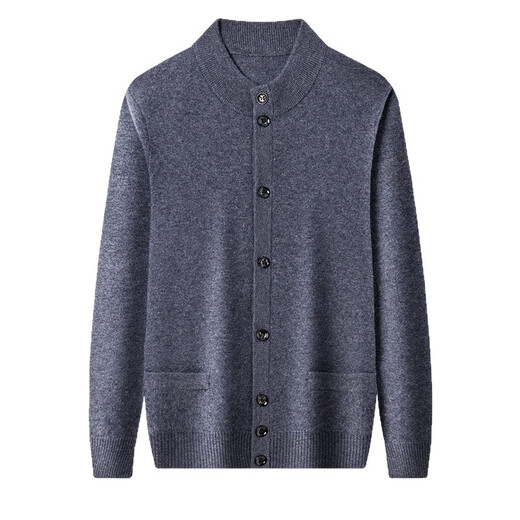 Wirpta high-end brand men's woolen sweater spring new single-breasted stand-up collar thin warm sweater fashionable casual knitted haqing (spot) L 170 (suitable for 120-130Jin Jin equals 0.5kg)