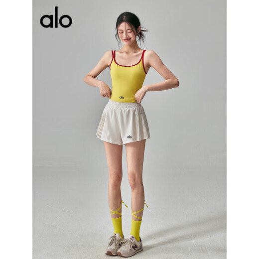 ALO YOGA fitness girl summer yoga clothing vest with chest pad sports bra slimming sleeveless Pilates top white L (110-125Jin Jin equals 0.5kg)