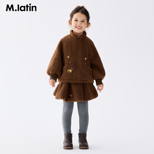 Ma Latin (M.Latin) Maratin children's skirt 25 winter new style girl's fake two-piece lamb wool jumpsuit round table waist skirt