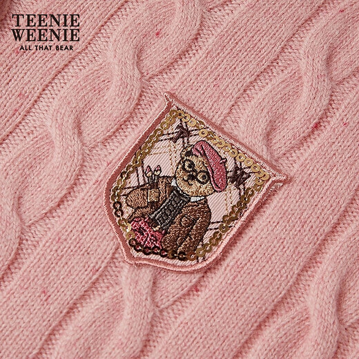 Teenie Weenie Bear Women's Wear Wool Sweater 2025 Automne Nouveau pull d'élégant à la mode Pink Pink S