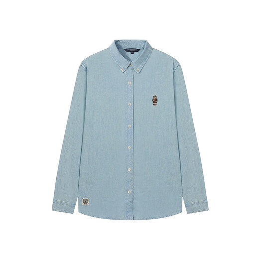 Teenie Weenie小熊女衬衫秋冬时尚舒适宽松学院风刺绣牛仔衬衣上衣 浅蓝色 M