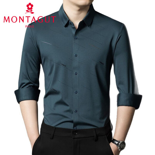 Mengtejiao Offre d'âge moyen et jeune chemise sans trace sans homme 2025 Spring and Automne Business d'estampage chaud de haute qualité