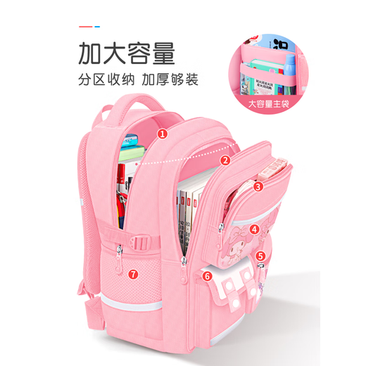 RICH YOUR HOME德国品质书包儿童小学生女生大容量儿童护脊轻便减负女孩双肩包 [背垫升级款]小号粉色(1-2年级)