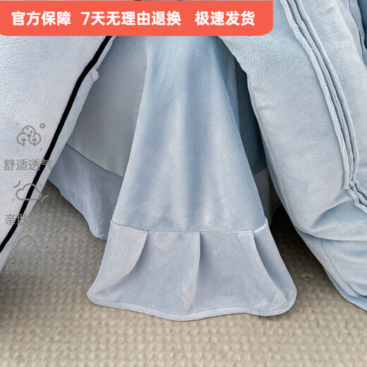 Mercury series 180 count winter thickened double-sided milk velvet four-piece set embroidered warm anti-static quilt cover sheets are light and luxurious. Keluli-blue anti-static + lint-free + thickened 1.8m fitted sheet quilt cover plus four-piece set anti-static + lint-free + thickened