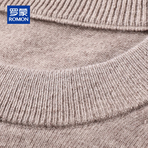 ROMON 100% pure wool sweater men's thick solid color round neck pullover autumn and winter warm casual casual sweater for young and middle-aged men