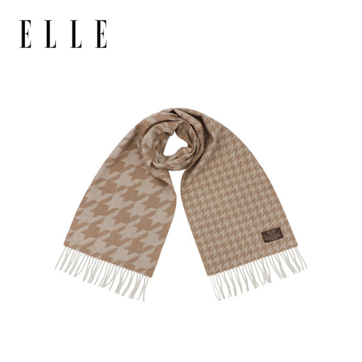 ELLE 100% sheep wool scarf for women winter warm gift box fashion houndstooth jacquard scarf shawl