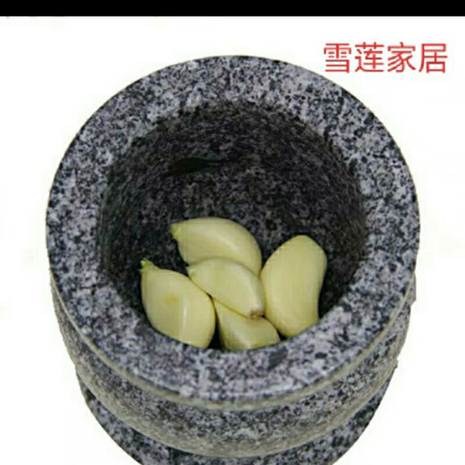 Huanjin old-fashioned manual garlic mortar household commercial stone garlic pounder grinding jar new stone garlic pounder large bowl polished stone mortar with lid