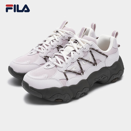 FILA official women's shoes Cat Claw 6 dad shoes sneakers 2025 autumn new shoes thick-soled casual shoes light gray purple/lavender-GA 37.5