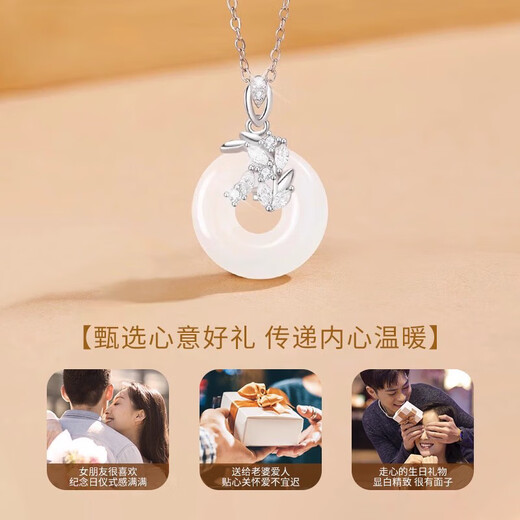 MZMZ Suisui has you pt950 platinum necklace women's Hetian jade clavicle chain Valentine's Day birthday gift for girlfriend and wife PT950 platinum necklace + chalcedony pendant free engraving ghostwriting greeting card