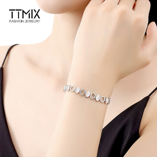 TTMIX Colorful Shell Bracelet pt950 Platinum Bracelet Temperament Sparkling Platinum Bracelet Birthday Gift for Girlfriend 9.81g 16cm