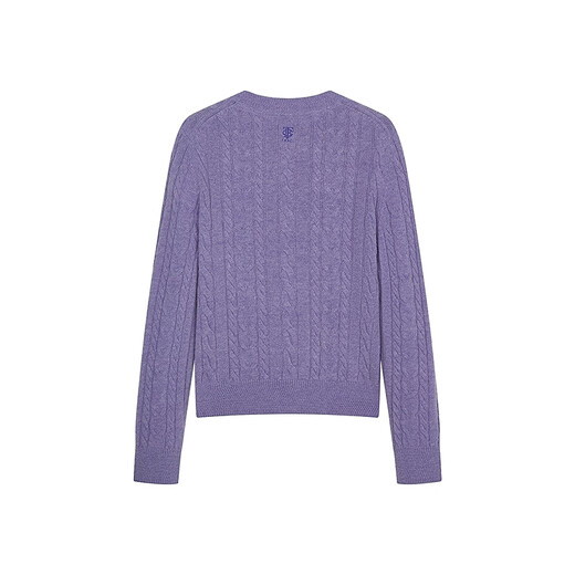 
Teenie Weenie [Same Model for Zhao Lusi] Bear Women's Wear Wool Sweater 2025 Autumn New Retro Four-Season Cable Cardigan Purple S