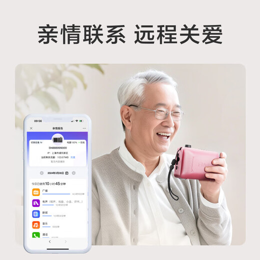 Xiaodu elderly companion machine rechargeable outdoor portable plug-in card smart FM radio elderly mobile phone voice on demand massive audio resources as gifts for parents, family and elders gray