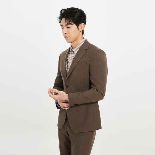 Lilang Shopping Mall Same Style Sheep Wool Suit Suit Men's Retro Fashion Two-piece Suit Autumn 2025 New Style Dark Coffee (25QXF401SA) 185A