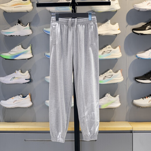 Li Ning Children's Suit 2025 Autumn Men and Women Big Children's Tie-Leg Sweater Loose Pullover Sweatshirt Suit YWEV045 Flower Gray Extreme Gray/Flower Gray Extreme Gray YWEV045-3 130