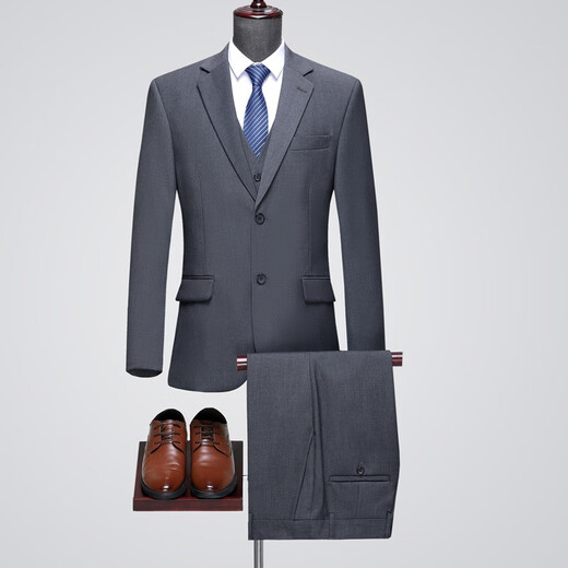 SEVEN 7 Seven brand wool suit suit for middle-aged men, business suit, spring and autumn suit, wedding banquet, men's dress, father's formal suit, two buttons gray (center slit) S 165/46 (please leave a message for what size pants you want)