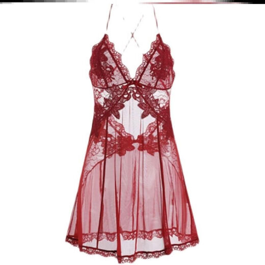 Sexy Pajamas for Women Summer Ice Silk Thin Sunny Girl Small Breast Lace Suspender Nightgown 2022 New Style White Nightgown Thong M Size Recommended 80-100Jin Jin is equal to 0.5 kg