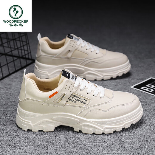 
Woodpecker 2025 autumn new casual sports shoes men's shoes heightening shoes white shoes dad shoes breathable little white shoes trendy winter HY1289 white 39