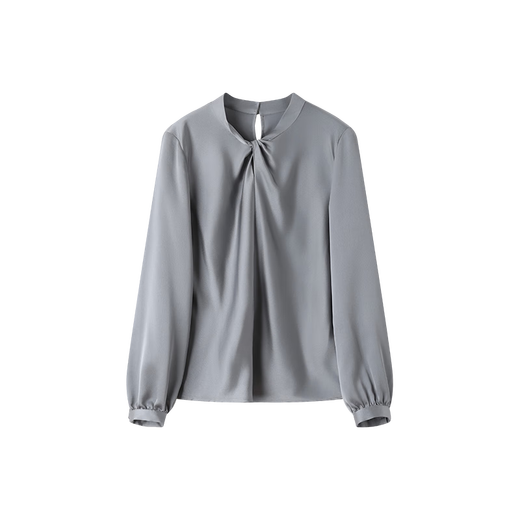 Mohan Yimei Comfortable Satin Shirt 2025 Autumn New Design Structural Twist Texture Versatile Shirt for Women Gray M