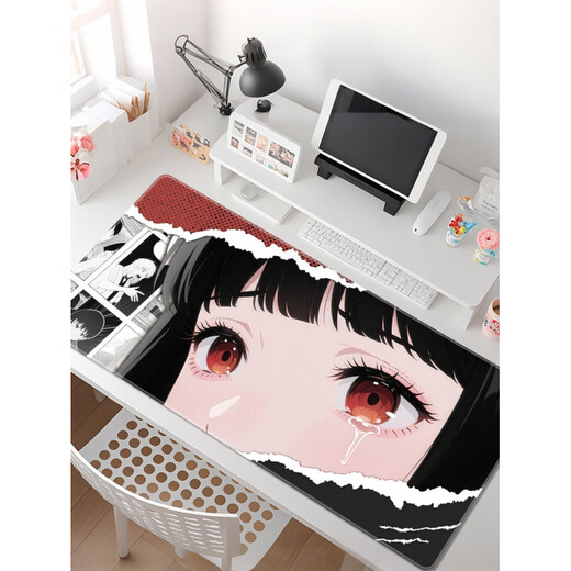 Original suitable comic mouse pad for super large men and women black and white 2D office computer desk pad customized dormitory keyboard pad 15843 [thickened edge, skin-friendly and smooth] 900x400mm x 2mm
