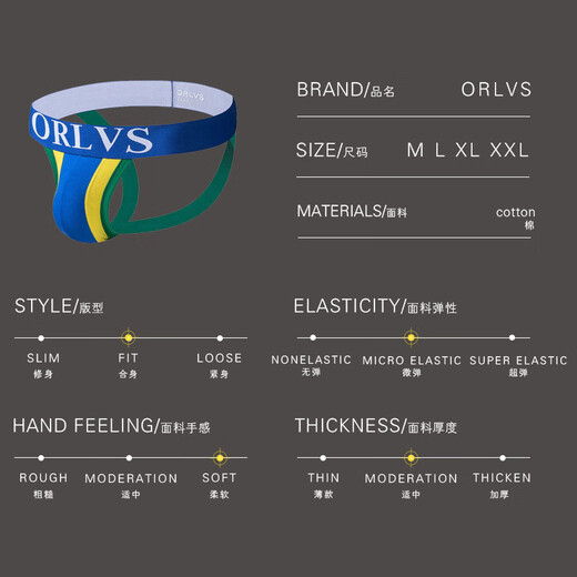 Adano cross-border cotton sexy low-waist men's thong buttocks U-convex double-T pants royal blue M