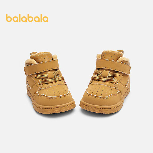 Balabala children's shoes children's sneakers for boys and girls toddler shoes 2025 autumn and winter high-top shoes plus velvet anti-slip 209425144209