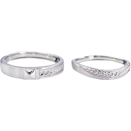 Lao Fengxiang platinum solid living ring ear language image wheat ears couple platinum jewelry white gold about 7.07g