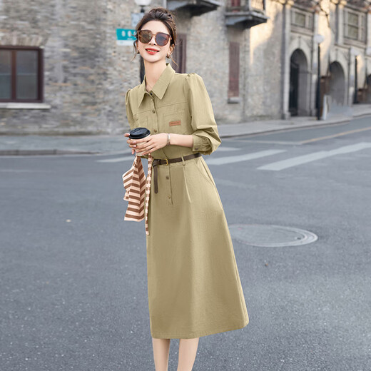 Ehangy Luxury High-End Brand Dress для женщин 2025 Осень Осень Новый Стиль Стиль стиль модная повседневная и красивая юбка темперамента Khaki XL
