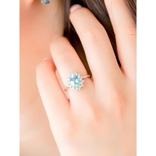 Everlasting Leaf .3 Carat Aquamarine Princess Diana Style 925 Silver Ring Female Gemstone Personalized Original No. 9