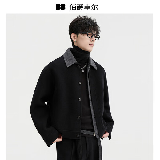 Piaget Zall full wool contrast stitching double-sided woolen jacket men's 2025 autumn and winter new commuter warm down jacket men's mountain gray regular version without liner-Z5416081B1A L (175)