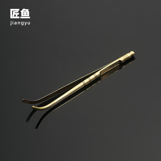 Brass tea clip, cup washing clip, stainless steel tea clip, ebony tea scraper, tea brush, small tea towel, household tea set accessories, brass tea clip + short handle ebony deep tea scraper