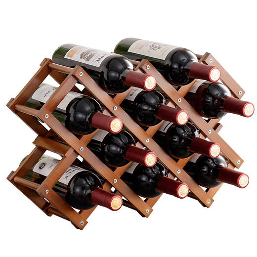 Tanbeiman red wine display rack red wine rack storage rack grid home installation-free wine rack ornaments small wine cabinet multiple bottles of wine desktop simple installation-free foldable primary color - two layers (thickened pure bamboo) 3 bottles