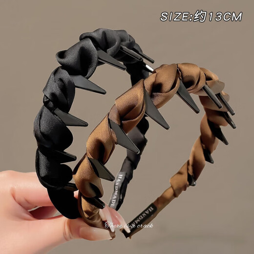 Korean style high skull headband for women, face wash non-slip headband 2025 new anti-slip toothed hairpin headband 1# black fine glitter rhinestone headband