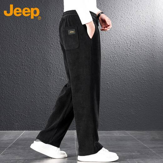 JEEP Casual Pants Men's Autumn and Winter Chenille Wide Leg Pants Men's Loose Pants Warm Sports Pants Dark Gray 3XL