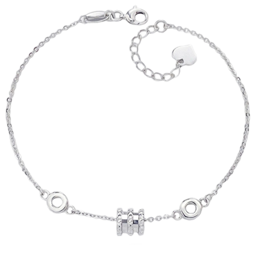 Lao Fengxiang platinum small waist double ring adjustable bracelet as a birthday gift for girlfriend platinum jewelry white gold about 3.8g