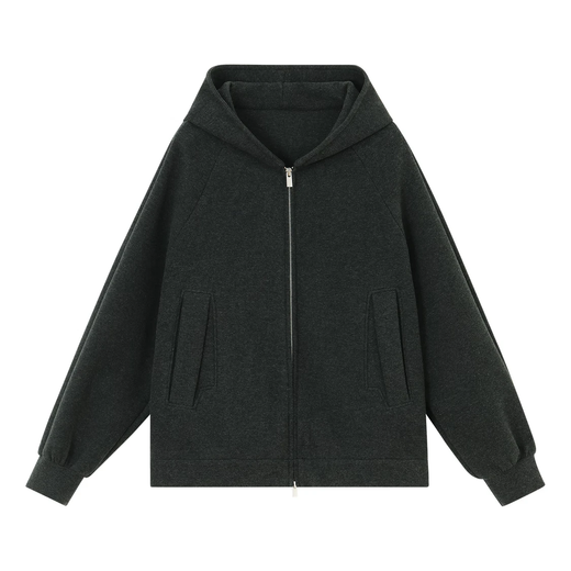 COKEYA/Constant temperature small heater hot melt Cornelli hooded double zipper casual sweatshirt fashion jacket top women autumn and winter dark gray (heating constant temperature) L