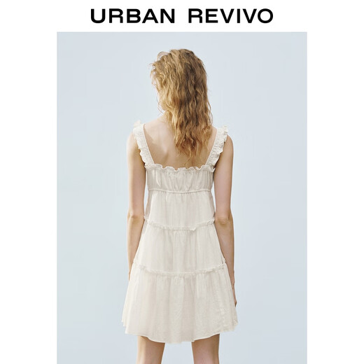 UR Chinese Valentine's 2025 summer new women's clothing, fashionable and sweet vacation style lace lace dress UYL750054 white M