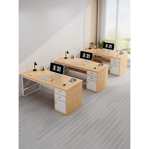 Desk staff station simple modern office desk and chair combination simple staff workbench home computer desk single place-120*60|Morandi gray