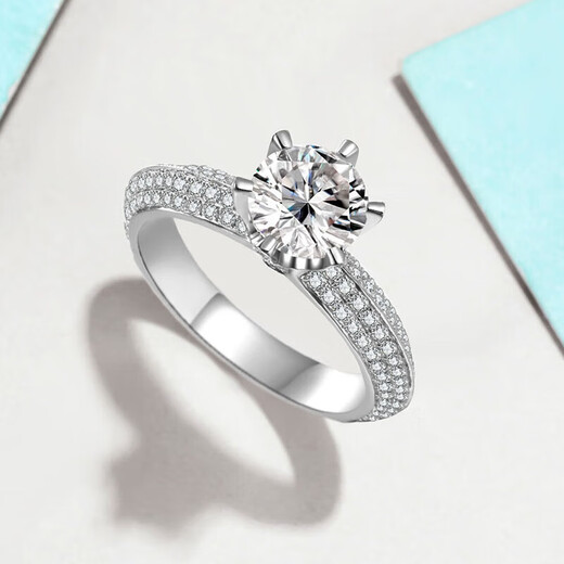 DR one carat diamond ring PT950 platinum moissanite diamond ring light luxury women's wedding ring birthday Valentine's Day gift 1 carat moissanite platinum ring/D grade live mouth adjustable size