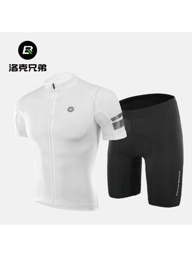 Locke Brothers Summer Cycling Suit Shorts Short Sleeve Men's and Women's Mountain Road Self-Practice Darren Top - White (Breathable and Quick-drying) S
