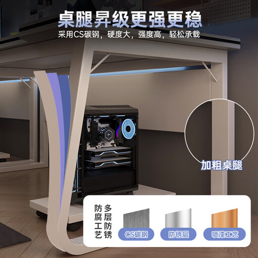 Double Computer Desk Desktop Bedroom Household Long Desk Couple Gaming Table Table and Chair Set Simple Office Desk Popular Hot Selling Main Image Double Model 200cm Bright Moon White Assembly