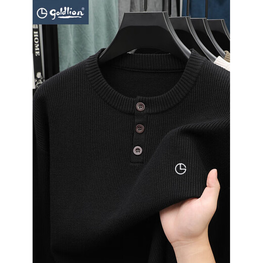 Goldlion winter sweater men's new light luxury casual sweater Henry collar warm knitted green 3XL recommended 170-185 Jin Jin equals 0.5 kg