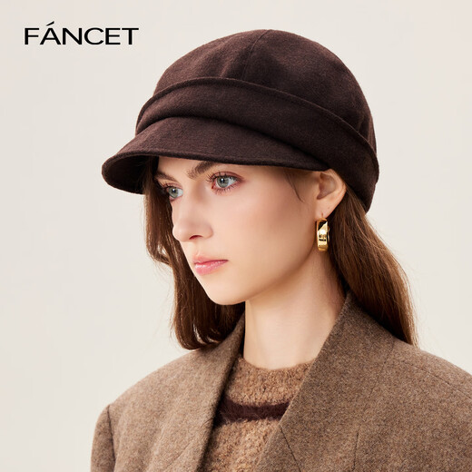 FANCET Hat Women's Autumn and Winter Style Elegant Beret Simple Temperament Showing Face Little Fisherman Hat Warm Peaked Hat for Mom