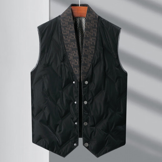 SEVEN 7 Seven brand double-sided cashmere coat men's mid-length winter dad wear middle-aged wool woolen thickened down jacket 5586 black (scarf collar down lining) M 170/48