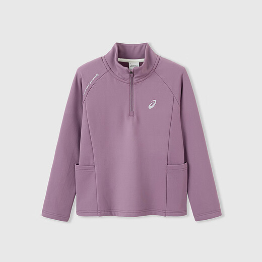 ASICS children's clothing winter children's color-blocked half-zip quick-drying long-sleeved moisture-wicking and warm 6001 deep purple 170