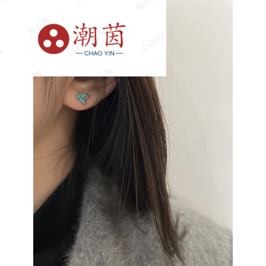 CHAUIYIN Chao Yin Gold Australian Opal Stud Earrings Round Opal Gold Heart Shape Colorful Opal Women's Earrings Versatile Day Decoration Versatile Daily Decoration