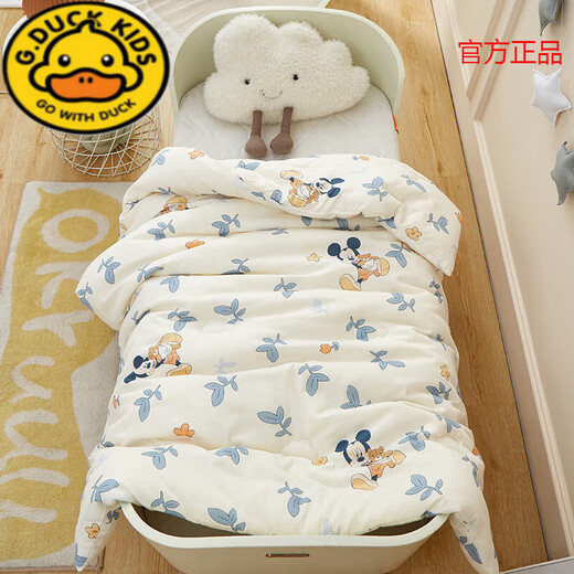 G.duck baby pure cotton quilt summer newborn child baby spring and autumn thickened cover kindergarten air-conditioned quilt universal Xiaoqi doll 100*120cm1.6Jin Jin equals 0.5kg 0-3 years old (summer quilt)